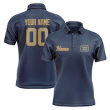 Custom Blue Light Khaki Short-Sleeve Polo Shirt