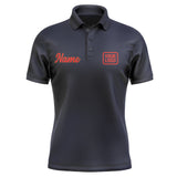 Custom Navy Orange Red Short-Sleeve Polo Shirt