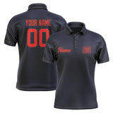 Custom Navy Orange Red Short-Sleeve Polo Shirt