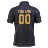 Custom Navy Yellow Short-Sleeve Polo Shirt