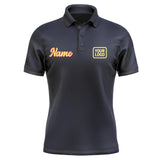 Custom Navy Light Yellow Short-Sleeve Polo Shirt