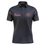 Custom Navy Coral Red Short-Sleeve Polo Shirt