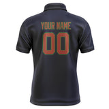 Custom Navy Coral Red Short-Sleeve Polo Shirt