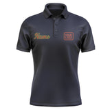 Custom Navy Coral Red Short-Sleeve Polo Shirt