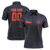 Custom Navy Orange Red Short-Sleeve Polo Shirt