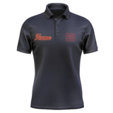 Custom Navy Crimson Red Short-Sleeve Polo Shirt