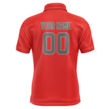Custom Orange Red Dark Grey Short-Sleeve Polo Shirt