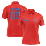 Custom Orange Red Sky Blue Short-Sleeve Polo Shirt