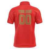 Custom Orange Red Khaki Short-Sleeve Polo Shirt