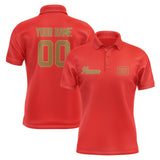Custom Orange Red Khaki Short-Sleeve Polo Shirt