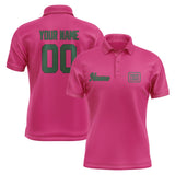Custom Pink Green Short-Sleeve Polo Shirt