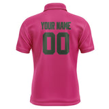 Custom Pink Dark Green Short-Sleeve Polo Shirt