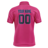 Custom Pink Navy Short-Sleeve Polo Shirt