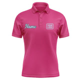 Custom Pink Light Blue Short-Sleeve Polo Shirt