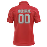 Custom Red Gray Short-Sleeve Polo Shirt