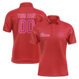 Custom Red Pink Short-Sleeve Polo Shirt