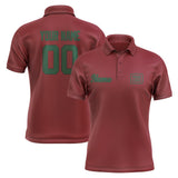 Custom Crimson Red Green Short-Sleeve Polo Shirt