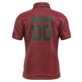 Custom Crimson Red Dark Green Short-Sleeve Polo Shirt