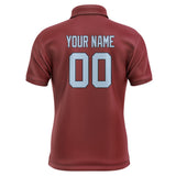 Custom Crimson Red Light Blue Short-Sleeve Polo Shirt