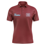 Custom Crimson Red Light Blue Short-Sleeve Polo Shirt