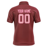 Custom Crimson Red Light Pink Short-Sleeve Polo Shirt