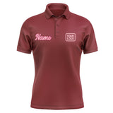 Custom Crimson Red Light Pink Short-Sleeve Polo Shirt