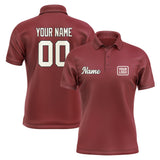Custom Crimson Red Cream Short-Sleeve Polo Shirt