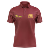 Custom Crimson Red Gold Short-Sleeve Polo Shirt