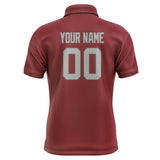 Custom Crimson Red Gray Short-Sleeve Polo Shirt
