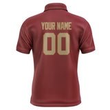 Custom Crimson Red Light Khaki Short-Sleeve Polo Shirt