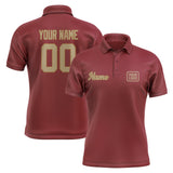 Custom Crimson Red Light Khaki Short-Sleeve Polo Shirt
