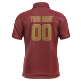 Custom Crimson Red Khaki Short-Sleeve Polo Shirt