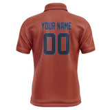 Custom Coral Red Navy Short-Sleeve Polo Shirt
