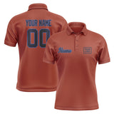 Custom Coral Red Navy Short-Sleeve Polo Shirt