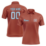 Custom Coral Red Light Blue Short-Sleeve Polo Shirt