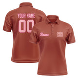 Custom Coral Red Light Pink Short-Sleeve Polo Shirt