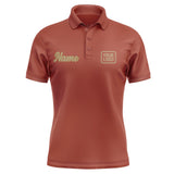 Custom Coral Red Light Khaki Short-Sleeve Polo Shirt