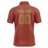 Custom Coral Red Khaki Short-Sleeve Polo Shirt