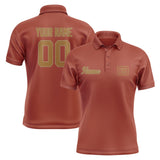 Custom Coral Red Khaki Short-Sleeve Polo Shirt