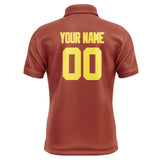 Custom Coral Red Light Yellow Short-Sleeve Polo Shirt