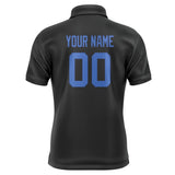 Custom Black Sky Blue Short-Sleeve Polo Shirt