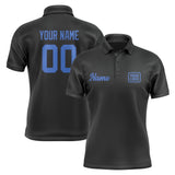 Custom Black Sky Blue Short-Sleeve Polo Shirt