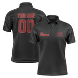 Custom Black Crimson Red Short-Sleeve Polo Shirt