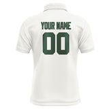 Custom White Green Short-Sleeve Polo Shirt