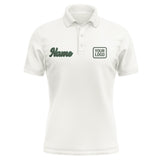 Custom White Dark Green Short-Sleeve Polo Shirt