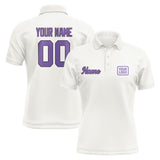 Custom White Light Purple Short-Sleeve Polo Shirt