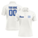 Custom White Sky Blue Short-Sleeve Polo Shirt