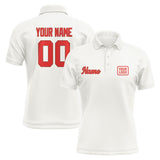 Custom White Orange Red Short-Sleeve Polo Shirt