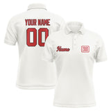 Custom White Red Short-Sleeve Polo Shirt