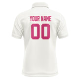 Custom White Pink Short-Sleeve Polo Shirt